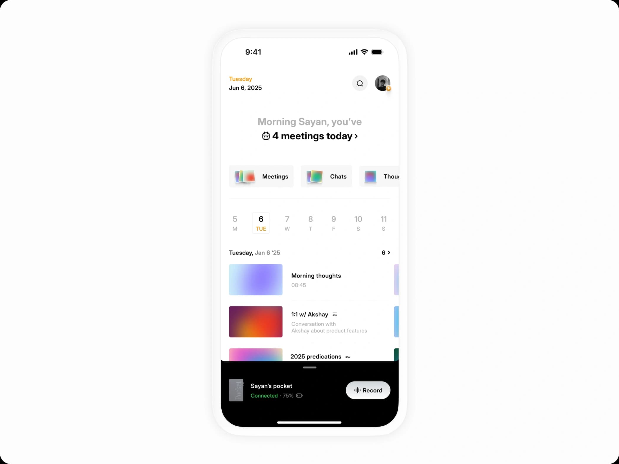 Home screen for Pocket